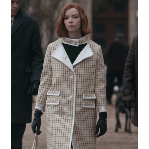 Anya Taylor-Joy The Queen’s Gambit Checkered Coat